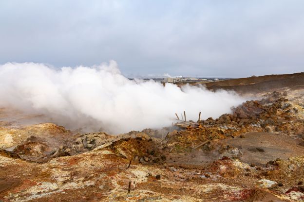 Gunnuhver geothermal area lots of steam